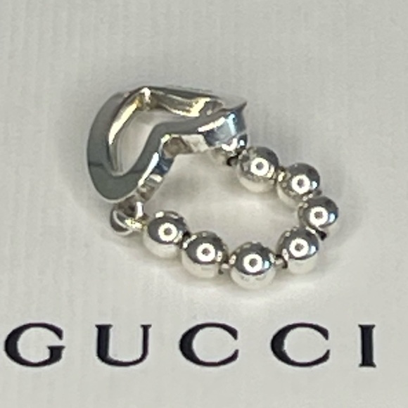 GUCCI Heart Silver 925 Ball Chain Ring sz:50 - Picture 3 of 9